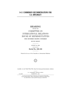 ( 9–11 COMMISSION RECOMMENDATIONS FOR U.S. DIPLOMACY HEARING
