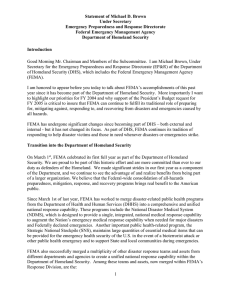 Statement of Michael D. Brown Under Secretary Emergency Preparedness and Response Directorate