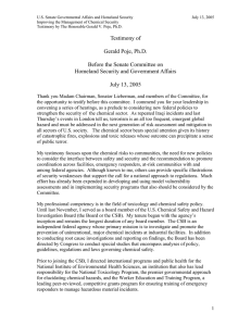 U.S. Senate Governmental Affairs and Homeland Security July 13, 2005
