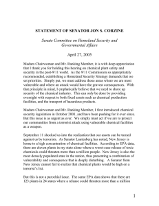 April 27, 2005 STATEMENT OF SENATOR JON S. CORZINE