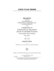 ( AVERTING NUCLEAR TERRORISM HEARING COMMITTEE ON