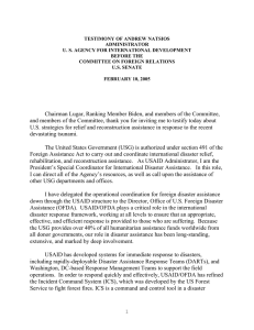 TESTIMONY OF ANDREW NATSIOS ADMINISTRATOR U. S. AGENCY FOR INTERNATIONAL DEVELOPMENT