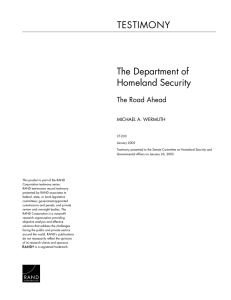 TESTIMONY The Department of Homeland Security