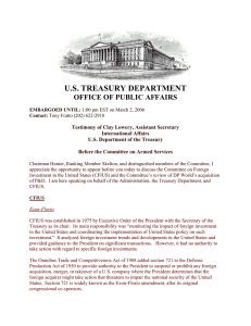 U.S. TREASURY DEPARTMENT OFFICE OF PUBLIC AFFAIRS International Affairs