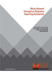 Micah Network Emergency Response Reporting Guidelines