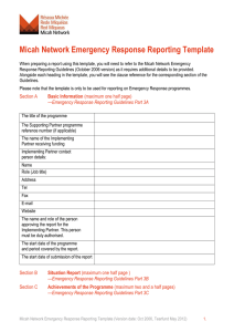 Micah Network Emergency Response Reporting Template