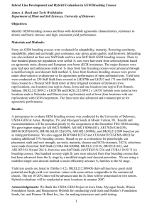 Inbred Line Development and Hybrid Evaluation in GEM Breeding Crosses Objectives: