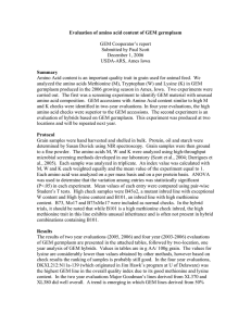 Evaluation of amino acid content of GEM germplasm Summary  GEM Cooperator’s report
