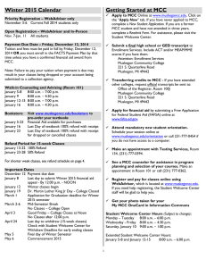 Winter 2015 Calendar Getting Started at MCC