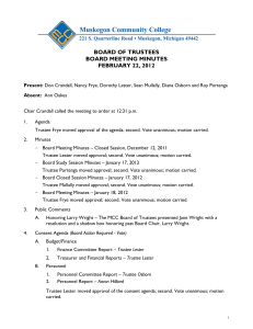 BOARD OF TRUSTEES BOARD MEETING MINUTES FEBRUARY 22, 2012