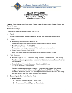 BOARD OF TRUSTEES BOARD MEETING MINUTES May 16, 2012 – 12:30 p.m.