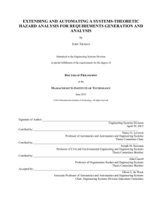 EXTENDING AND AUTOMATING A SYSTEMS-THEORETIC HAZARD ANALYSIS FOR REQUIREMENTS GENERATION AND ANALYSIS J