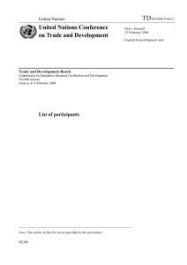 TD United Nations Conference on Trade and Development United Nations