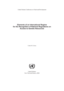Elements of an International Regime Access to Genetic Resources
