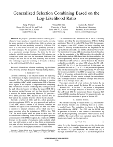Generalized Selection Combining Based on the Log-Likelihood Ratio Sang Wu Kim