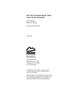 How Do Economists Really Think About the Environment? Don Fullerton Robert N. Stavins