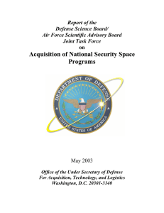 Acquisition of National Security Space Programs Report of the Defense Science Board/