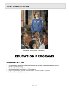 EDUCATION PROGRAMS THEME:  Education Programs