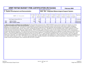 ARMY RDT&amp;E BUDGET ITEM JUSTIFICATION (R2 Exhibit)