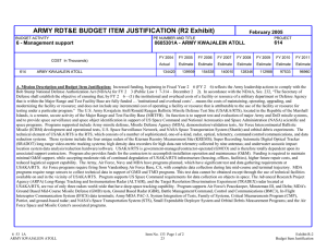 ARMY RDT&amp;E BUDGET ITEM JUSTIFICATION (R2 Exhibit) February 2005