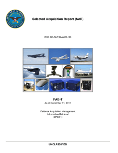 Selected Acquisition Report (SAR) FAB-T UNCLASSIFIED As of December 31, 2011