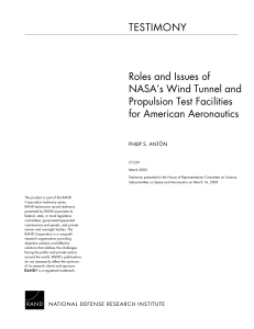 TESTIMONY Roles and Issues of NASA’s Wind Tunnel and