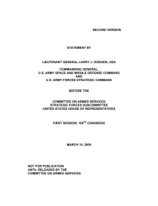 RECORD VERSION  STATEMENT BY LIEUTENANT GENERAL LARRY J. DODGEN, USA