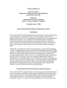 Written Testimony of  Peter W. Voorhees Department of Materials Science and Engineering
