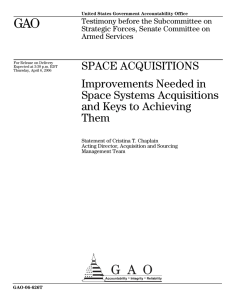 GAO SPACE ACQUISITIONS Improvements Needed in Space Systems Acquisitions