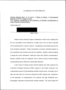 Christine Michelle Shaw for the degree of Master of Science... Title: Scientists' Perspectives on the Importance of Scientific Communication in