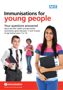 young people Immunisations for Your questions answered