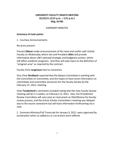 UNIVERSITY FACULTY SENATE MEETING 01/23/11 (3:31 p.m. – 5:21 p.m.) Mtg. #1706