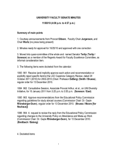 UNIVERSITY FACULTY SENATE MINUTES 11/08/10 (4:00 p.m. to 4:57 p.m.)