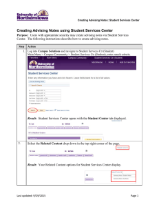 Creating Advising Notes using Student Services Center Purpose