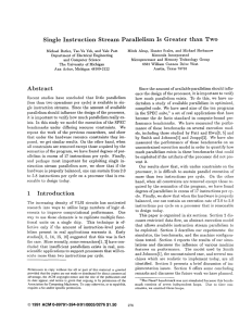 Single Instruction Stream Parallelism