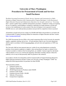 University of Mary Washington Procedures for Procurement of Goods and Services