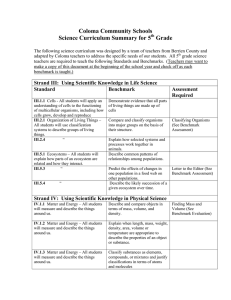 Coloma Community Schools Science Curriculum Summary for 5 Grade