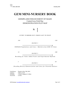 GEM MINI-NURSERY BOOK  N GERMPLASM ENHANCEMENT OF MAIZE