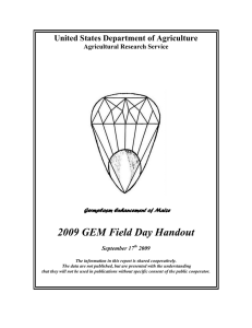 2009 GEM Field Day Handout United States Department of Agriculture