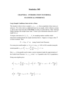 Statistics 305  CHAPTER 6 – INTRODUCTION TO FORMAL STATISTICAL INFERENCE