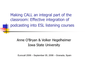 Making CALL an integral part of the classroom: Effective integration of