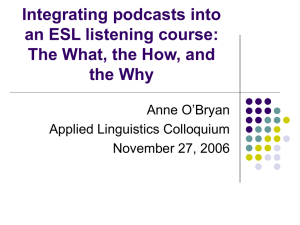 Integrating podcasts into an ESL listening course: The What, the How, and