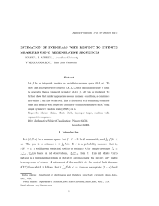 ESTIMATION OF INTEGRALS WITH RESPECT TO INFINITE MEASURES USING REGENERATIVE SEQUENCES