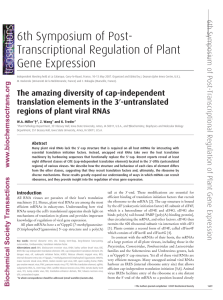 6th Symposium of Post- Transcriptional Regulation of Plant Gene Expression 6th