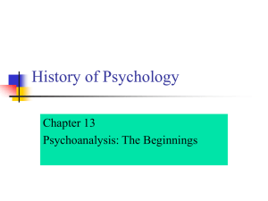 History of Psychology Chapter 13 Psychoanalysis: The Beginnings