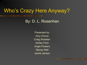 Who’s Crazy Here Anyway? By: D. L. Rosenhan Presented by: Amy Chicos