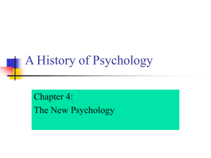 A History of Psychology Chapter 4: The New Psychology