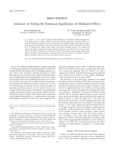 Advances in Testing the Statistical Significance of Mediation Effects BRIEF REPORTS