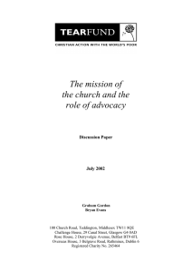 The mission of the church and the role of advocacy