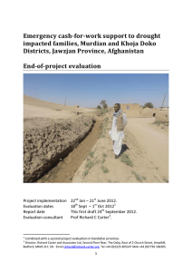 Emergency	cash­for­work	support	to	drought impacted	families,	Murdian	and	Khoja	Doko Districts,	Jawzjan	Province,	Afghanistan